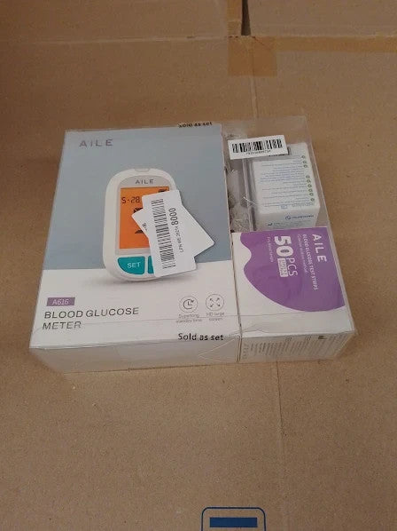 Aile Blood Sugar Glucose Monitor Kit Diabetics Strips Lancets 5.8x2.7x10.4cm New