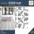 FloorPops FP2953 Remy Peel Stick Floor Tiles Grey Encaustic 12x12x0.06in New