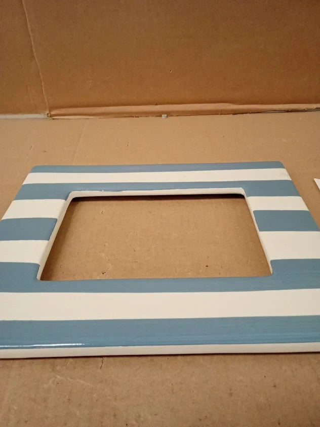 Hab Ceramic Stripe Stylish Decor Photo Frame Blue 5x7in
