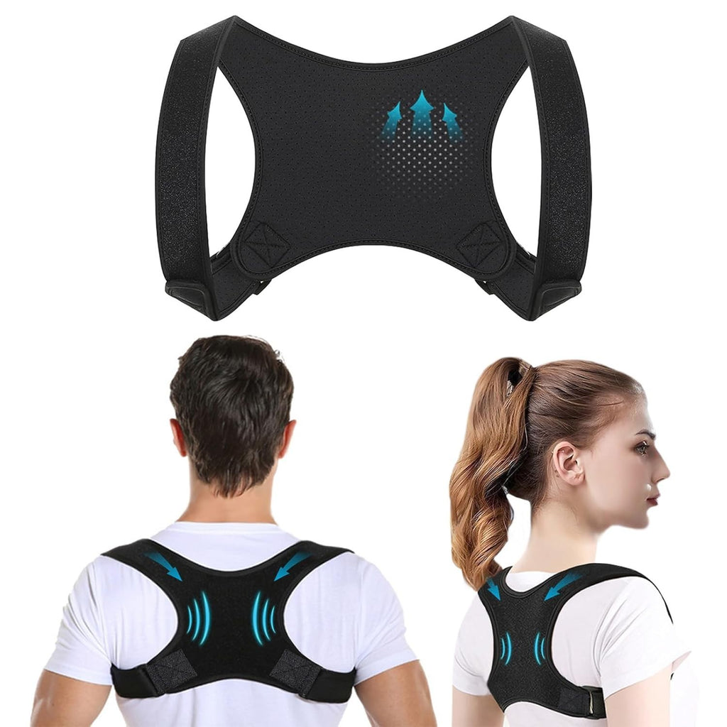 Conponous Posture Corrector Men Women Shoulder Back Brace Blackone L-XL New