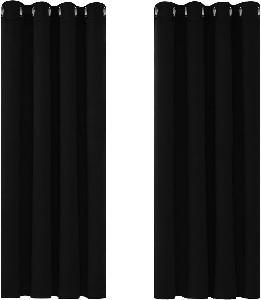Deconovo Blackout Curtains Bedroom Soft Insulated Eyelet 46x54in Black New