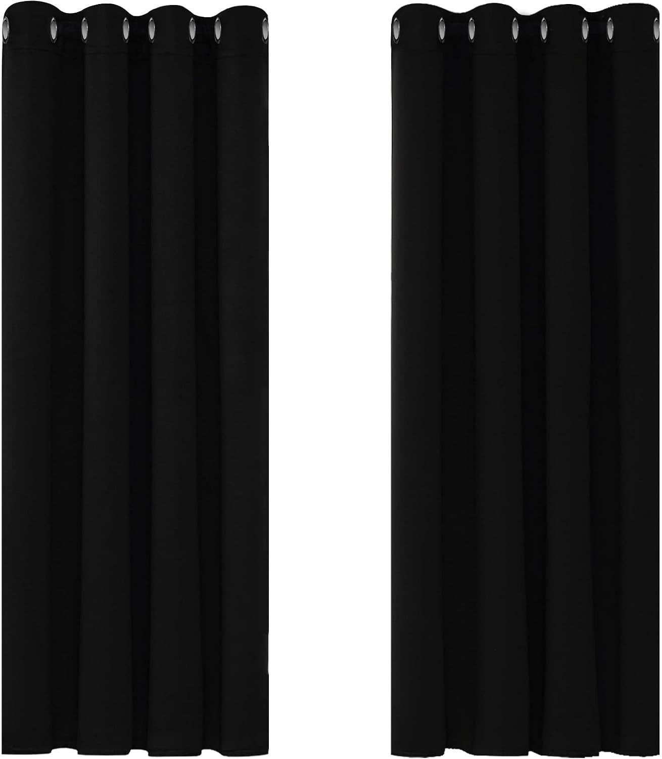 Deconovo Blackout Curtains Bedroom Soft Insulated Eyelet 46x54in Black New