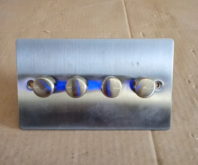 4 Gang 2 Way Dimmer Switch 10A 400W Satin Matt Chrome Flat Wall Light New