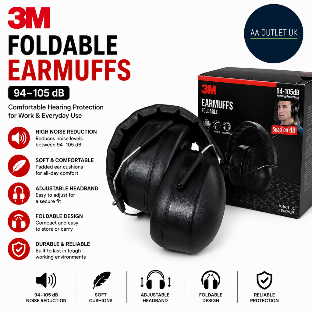 3M 90563E Foldable Earmuffs Soft Cushions Adjustable Headband 94–105 dB Design