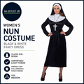 Smiffys Women's Nun Costume Black White Halloween Fancy Dress Medium Design New