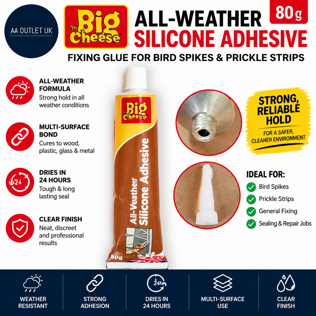 The Big Cheese All Weather Silicone Adhesive 80g Fixing Glue Bird Spikes Sealant