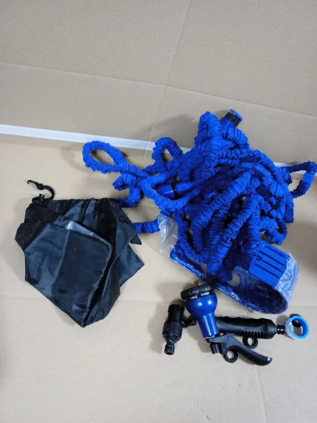 Zenmos 100ft Expandable Garden Hose Pipe 8 Function Spray Nozzle Flexible Blue
