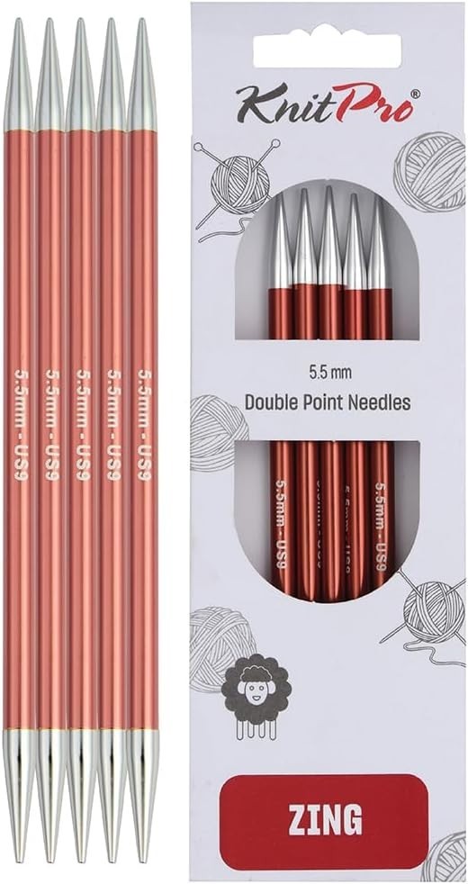 KnitPro Zing Double Pointed Needles 6in 15cm US Size 9 5.5mm Sienna New
