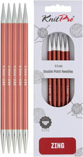 KnitPro Zing Double Pointed Needles 6in 15cm US Size 9 5.5mm Sienna New