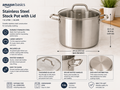 Amazon Basics Stainless Steel Stock Pot With Lid 7.6L Silver 25.2x33.5x24.3cm