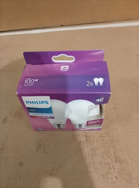 Philips LED Classic A60 Frosted Light Bulb 2 Pack E27 Edison Screw 10.5-100W New