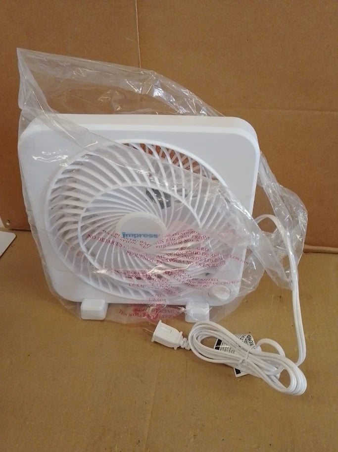 Impress IM 719BX Box Table Fan 9in 3 Speed Portable Home Office White New
