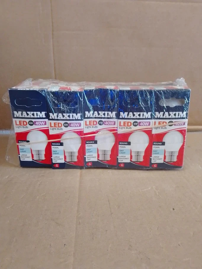 Maxim LED Round Bayonet Cap Daylight White 5.5W 470 Lumen 5pc 40MLRB22D5X10 New