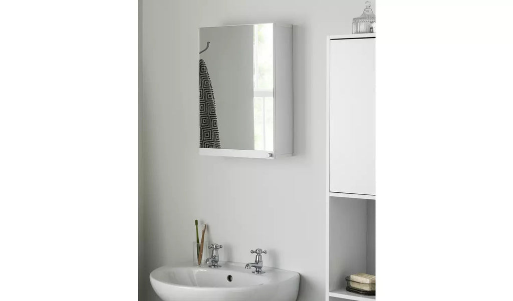 Argos Home Prime Single Mirrored Wall Cabinet Bathroom Storage Cupboard New