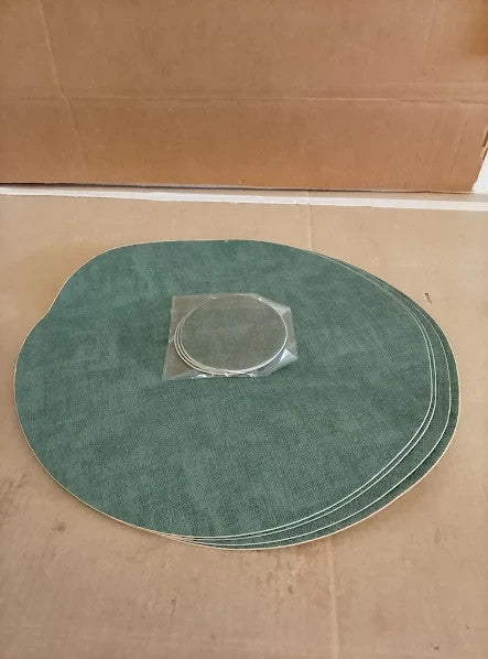 Kerychin Round Leather Placemats 38cm Coasters 10cm Set Heat Resistant New