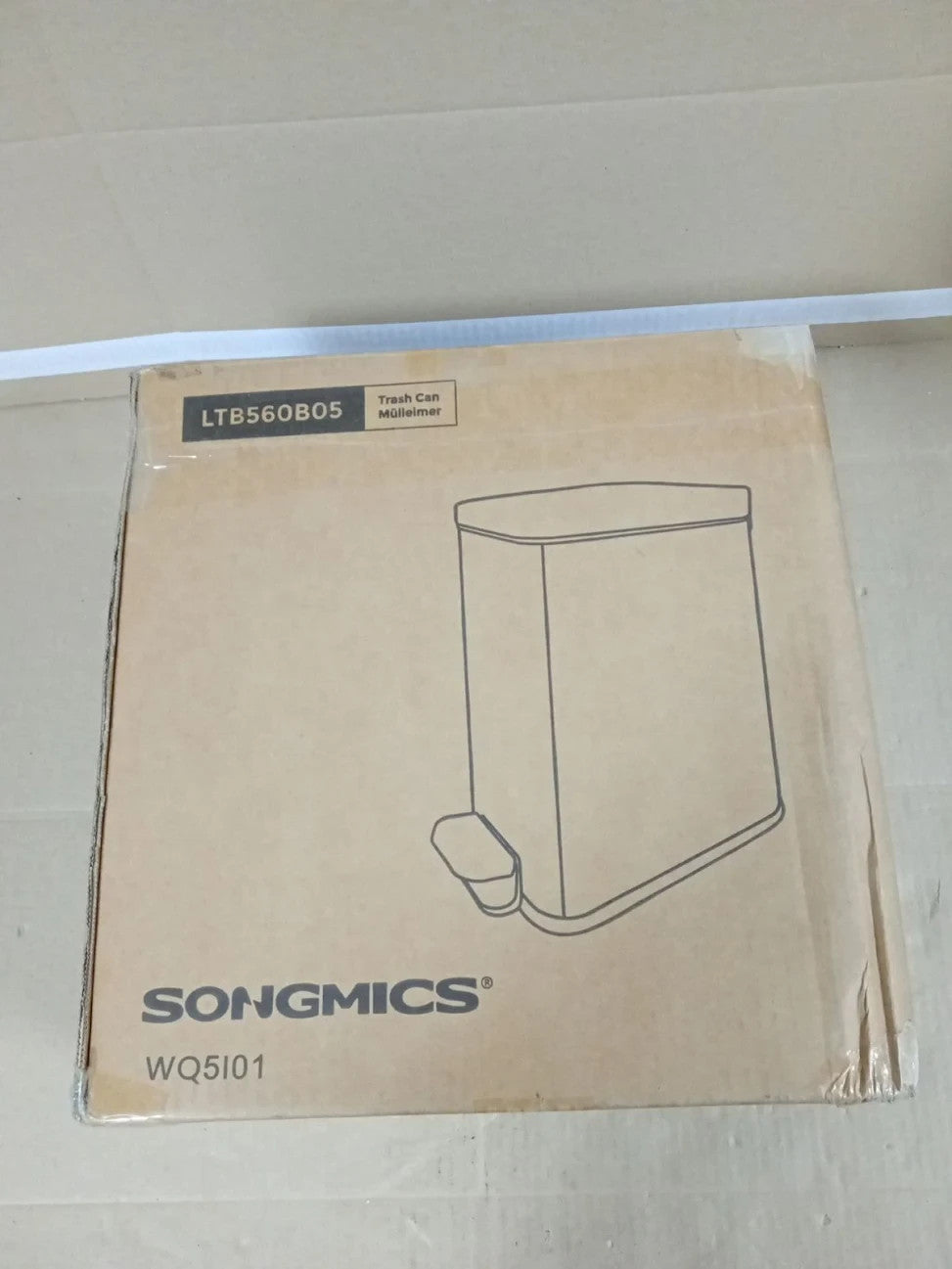 SONGMICS Bathroom Bin Narrow Pedal Toilet Bin Lid Slim Small Spaces Steel Black