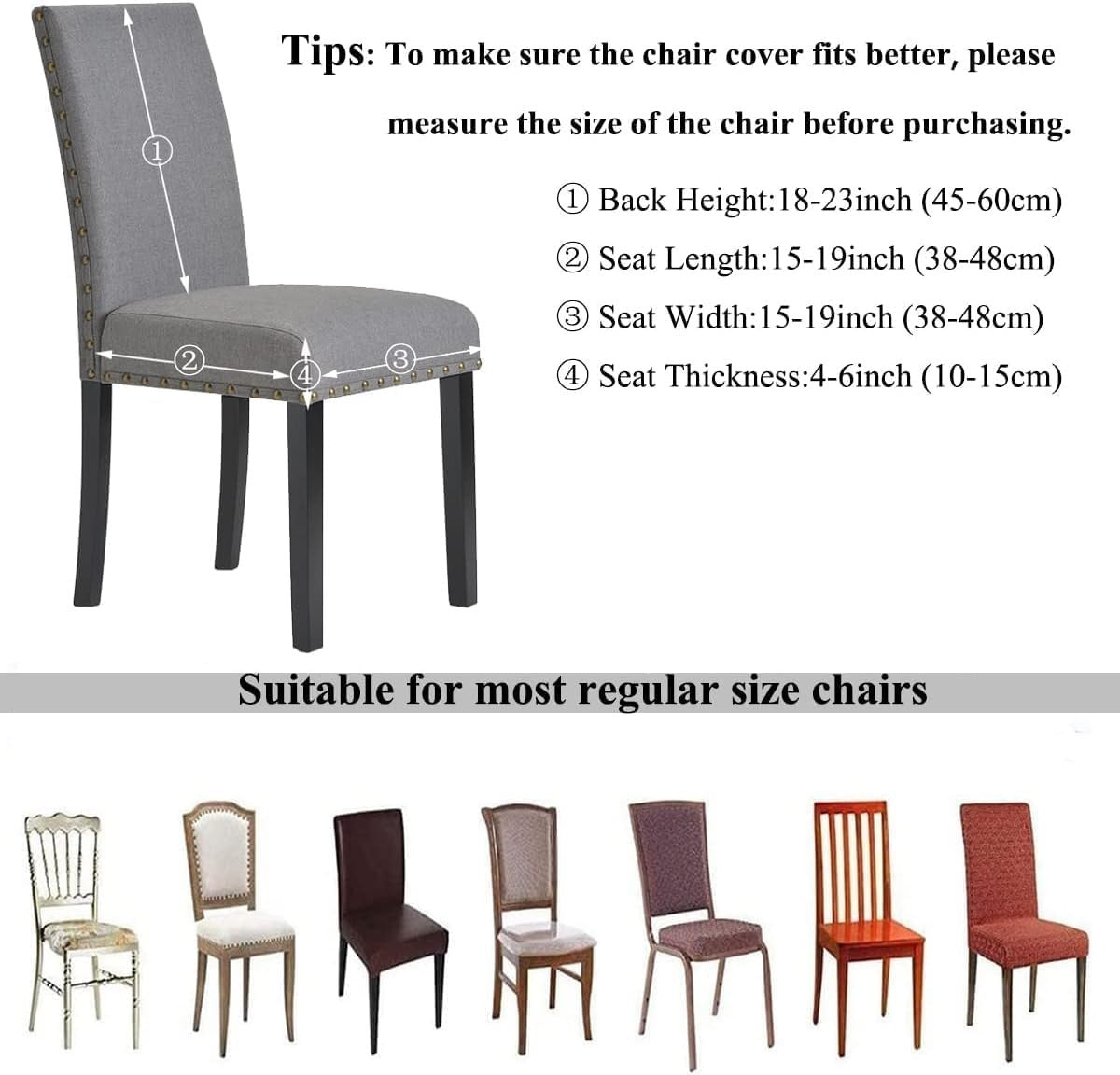 HZDHCLH Chair Covers Slipcovers 4pc Stretch Removable Washable Short Dining New