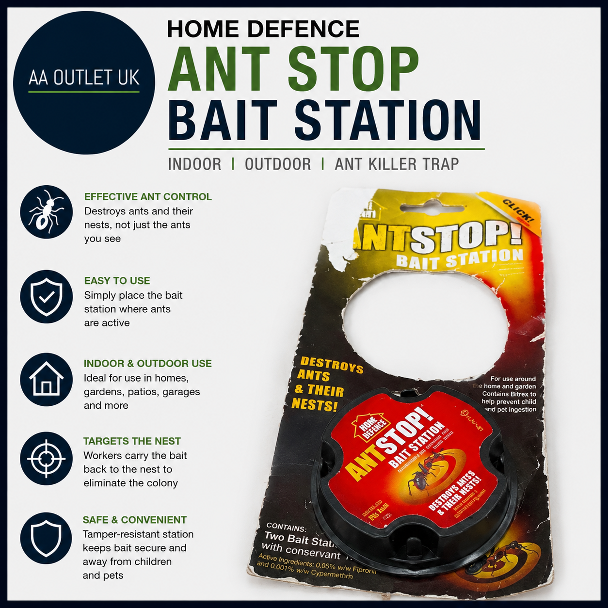 Home Defence Ant Stop Bait Station Indoor Outdoor Ant Killer Trap Design