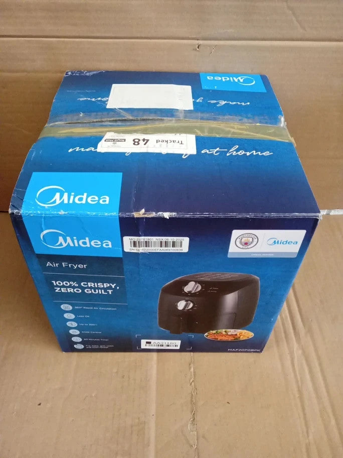 Midea Compact 2L Air Fryer 12 Preset Menus Adjustable Timer 21.5x23x22 Black New