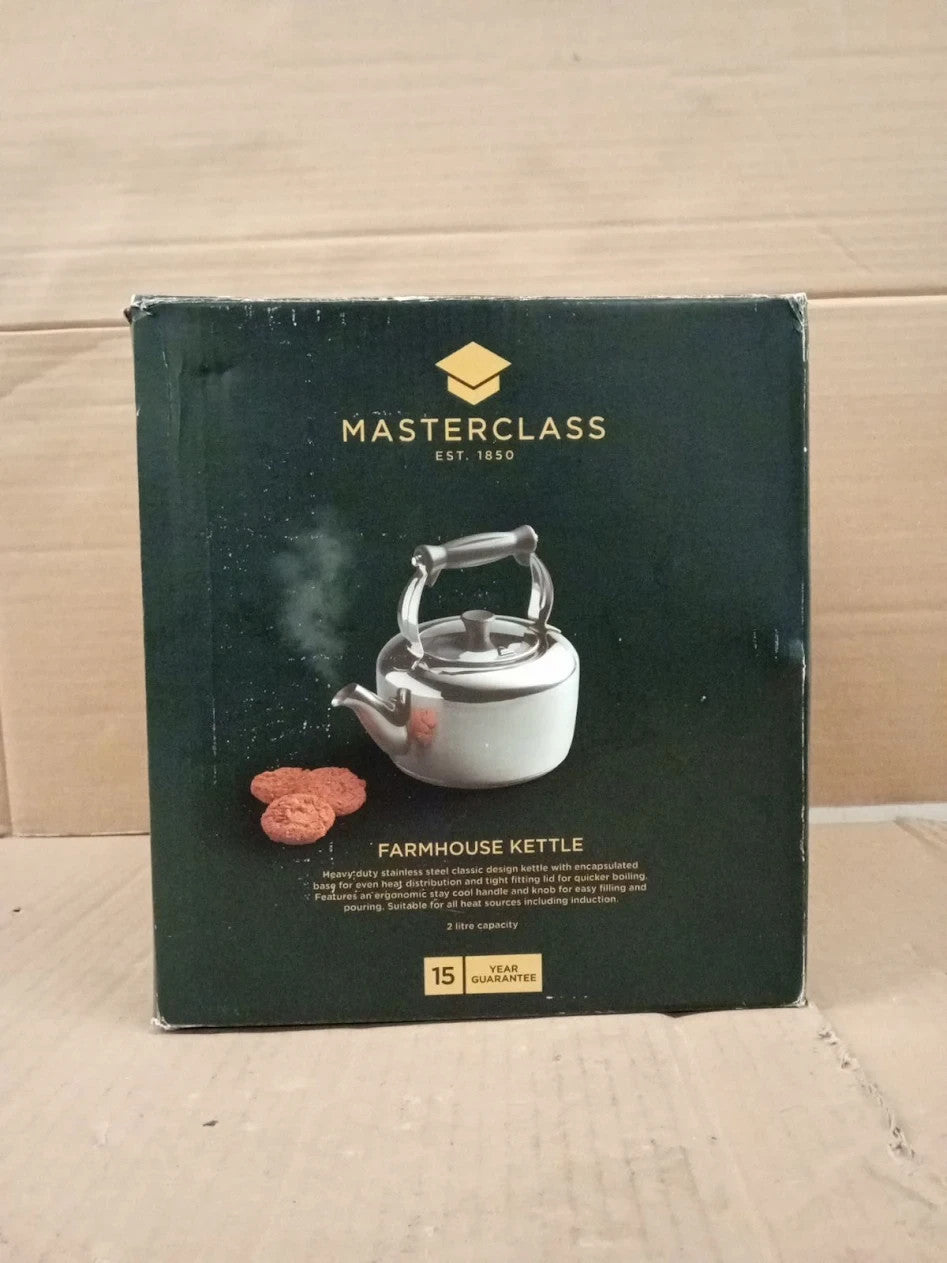 MasterClass Heavy Duty Induction Safe Stovetop Kettle 2L Stainless Steel Silver