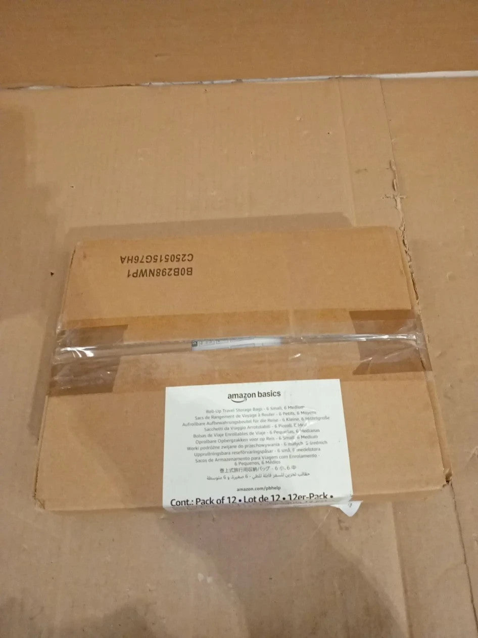 Amazon Basics Roll Up Travel Storage 12 Bags Zipper Transparent Small Medium New