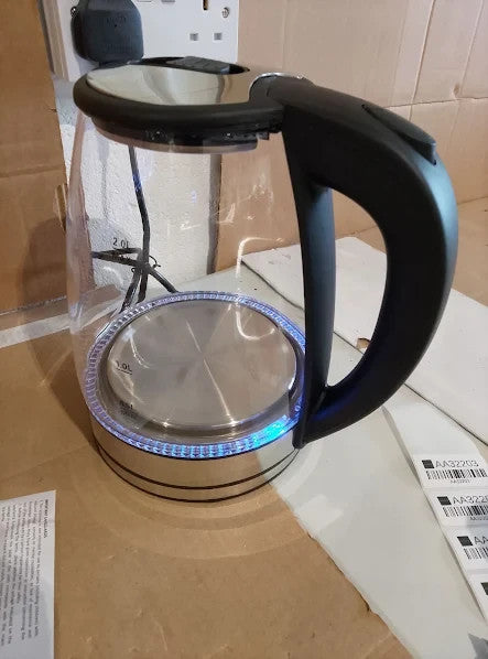 Bargain Factory Electric Kettle Glass 2L 1800W Fast Boil BPA Free Quiet New