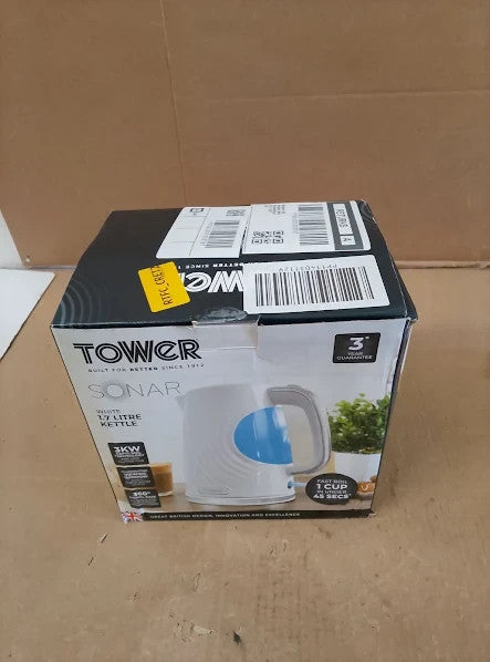 Tower T10083WHT Sonar Textured Kettle Large Window Blue Light 3000W 1.7L White