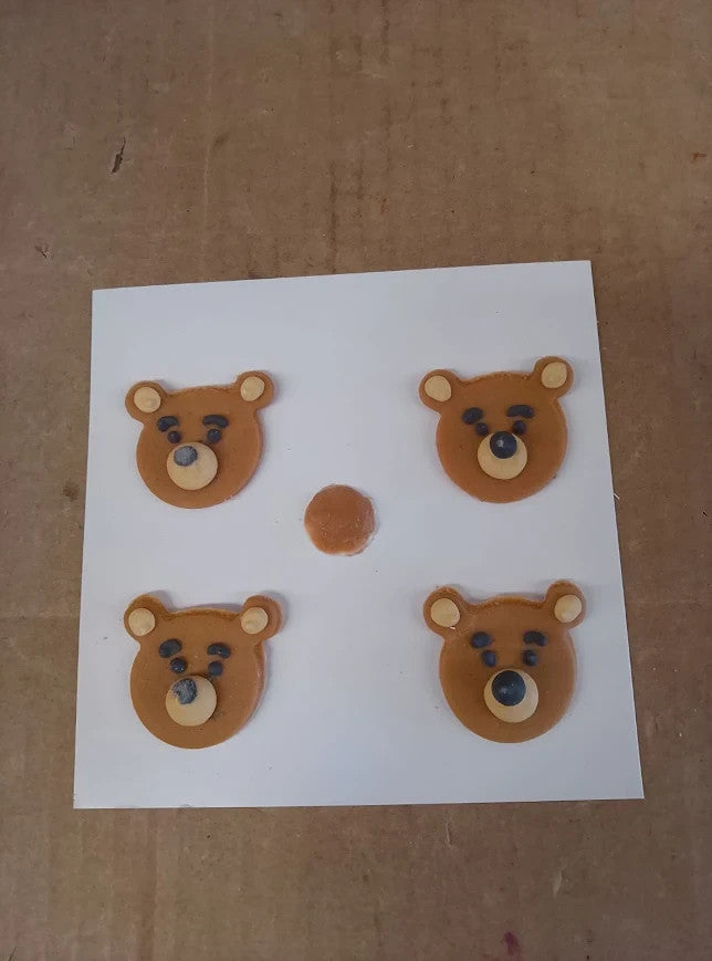 Anniversary House Teddy Bear Face Sugarcraft Toppers SF606 Brown 4pc New