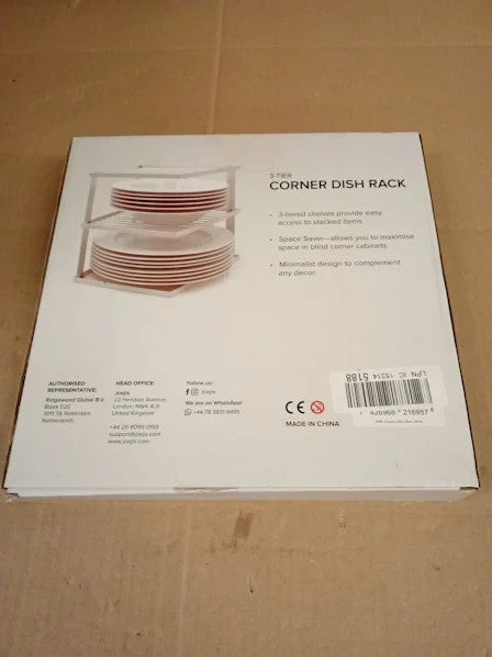 Joejis Kitchen 3 Tier No Wobble Plate Rack Cupboard Storage 19x25x24cm New