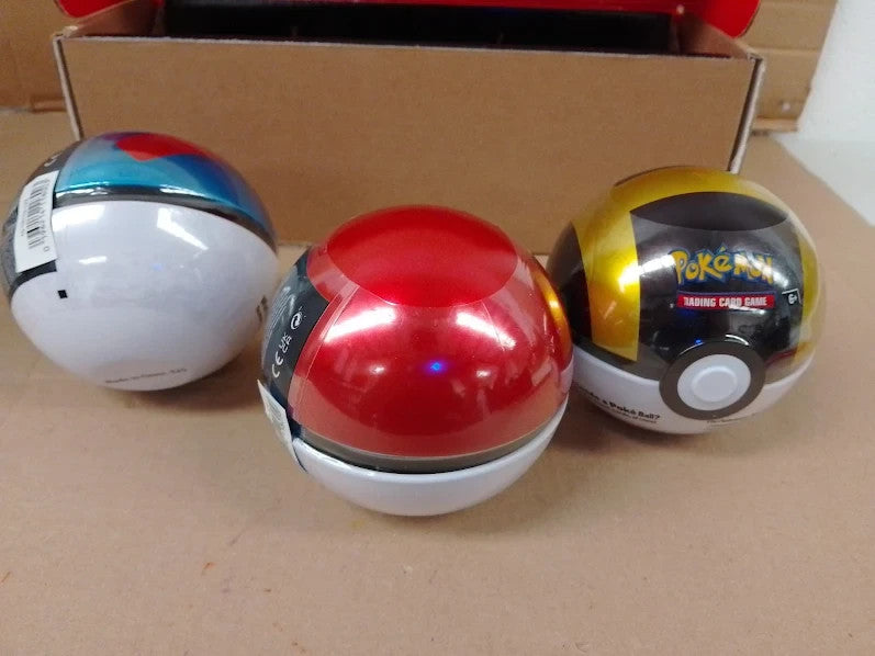 Pokemon TCG Tin Bundle Great Ball Ultra Poke Ball 9 Booster 6 Sticker Sheet New
