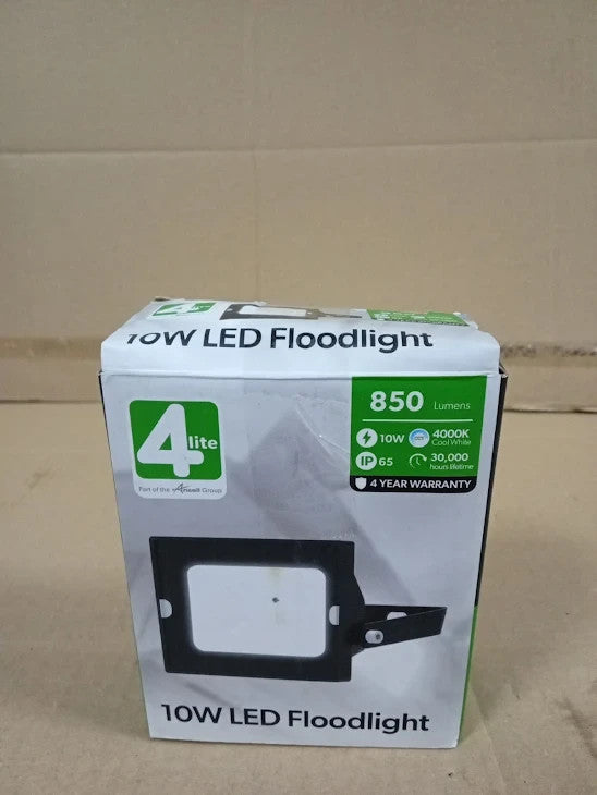 4lite Outdoor Floodlight Black 850lm Rated LED Integrated 10W Flood Light New