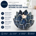 Gisela Graham Blue Reactive Glaze Artichoke Tea Light Holder Ceramic