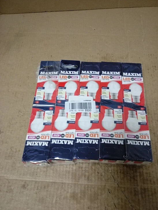Maxim LED Round Bayonet Cap Cool White 5.5W 470 Lumen Pack 10 40MLRBCCW5X New