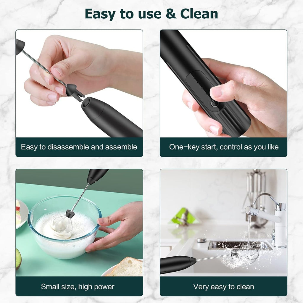 Milk Frother Handheld Whisk Electric USB Rechargeable Foam Maker 9x244mil New