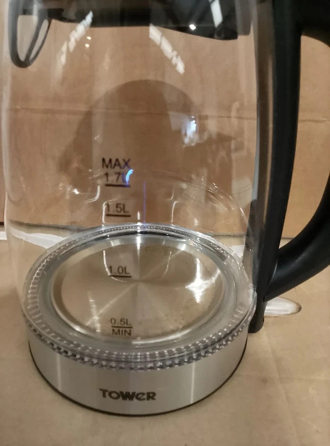 Tower PT10090BLK Illuminating Glass Kettle With Removable Filter 1.7L 2200w