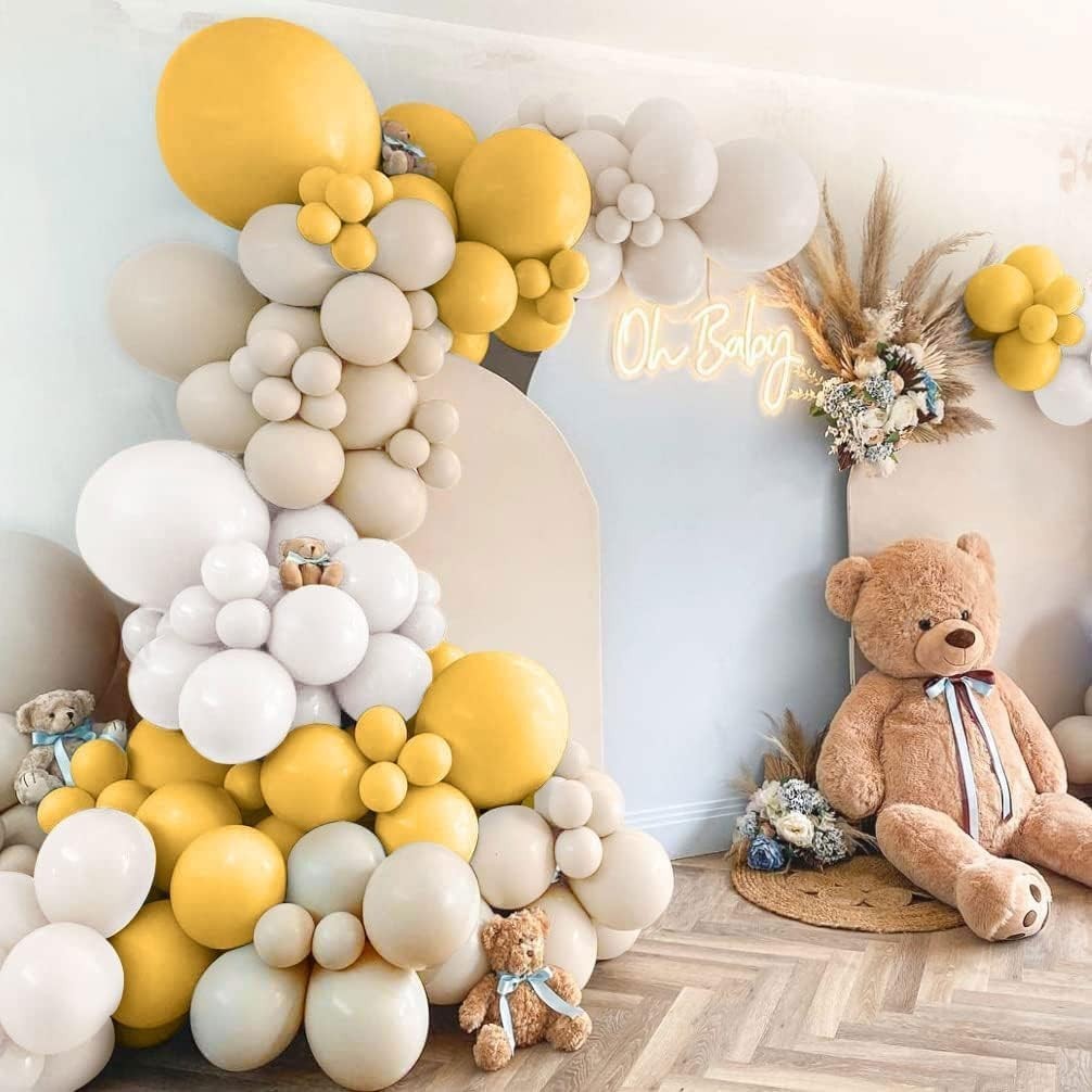 Yellow Balloons Arch Kit 130 Pieces Yellow White Sand Gold Nude Balloons New