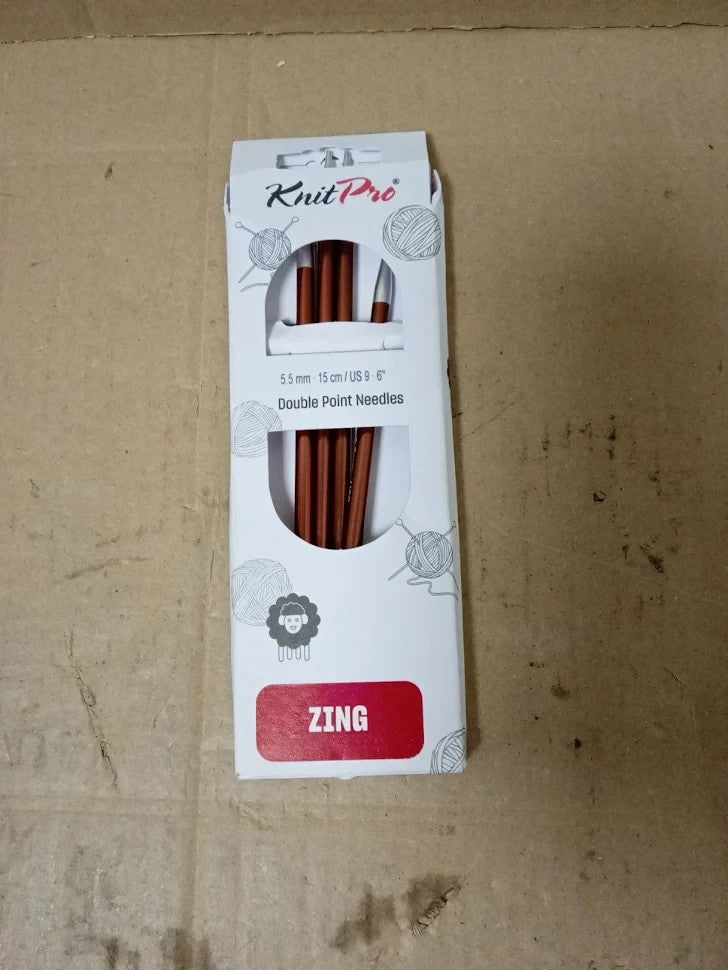 KnitPro Zing Double Pointed Needles 6in 15cm US Size 9 5.5mm Sienna New