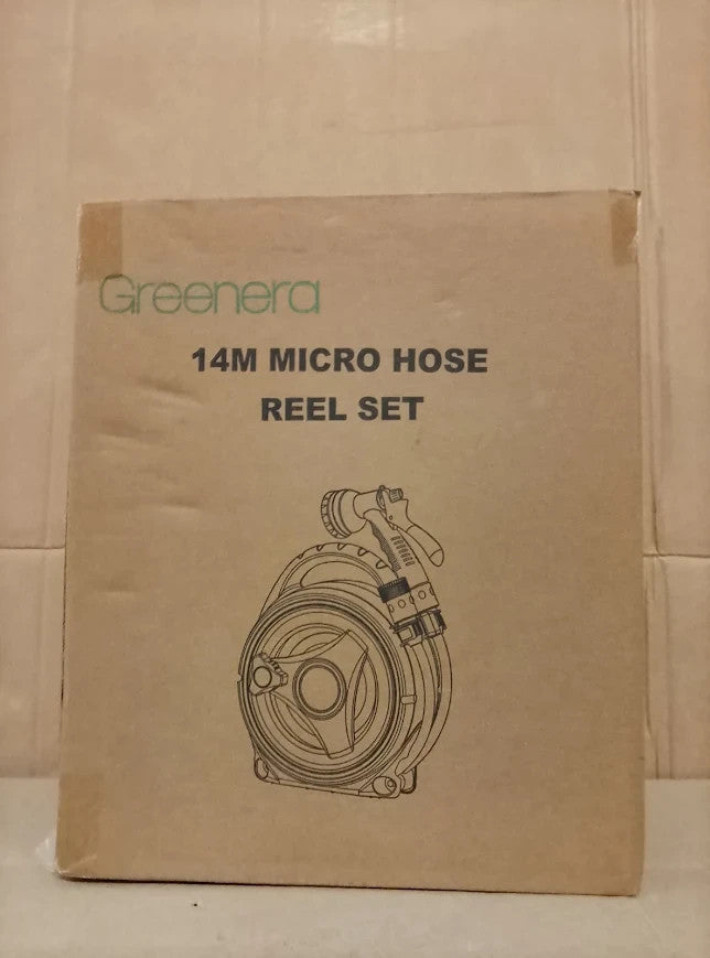 Garden Hose Reel 14m Compact Portable Hose Pipe Reel 8 Adjustable Green New