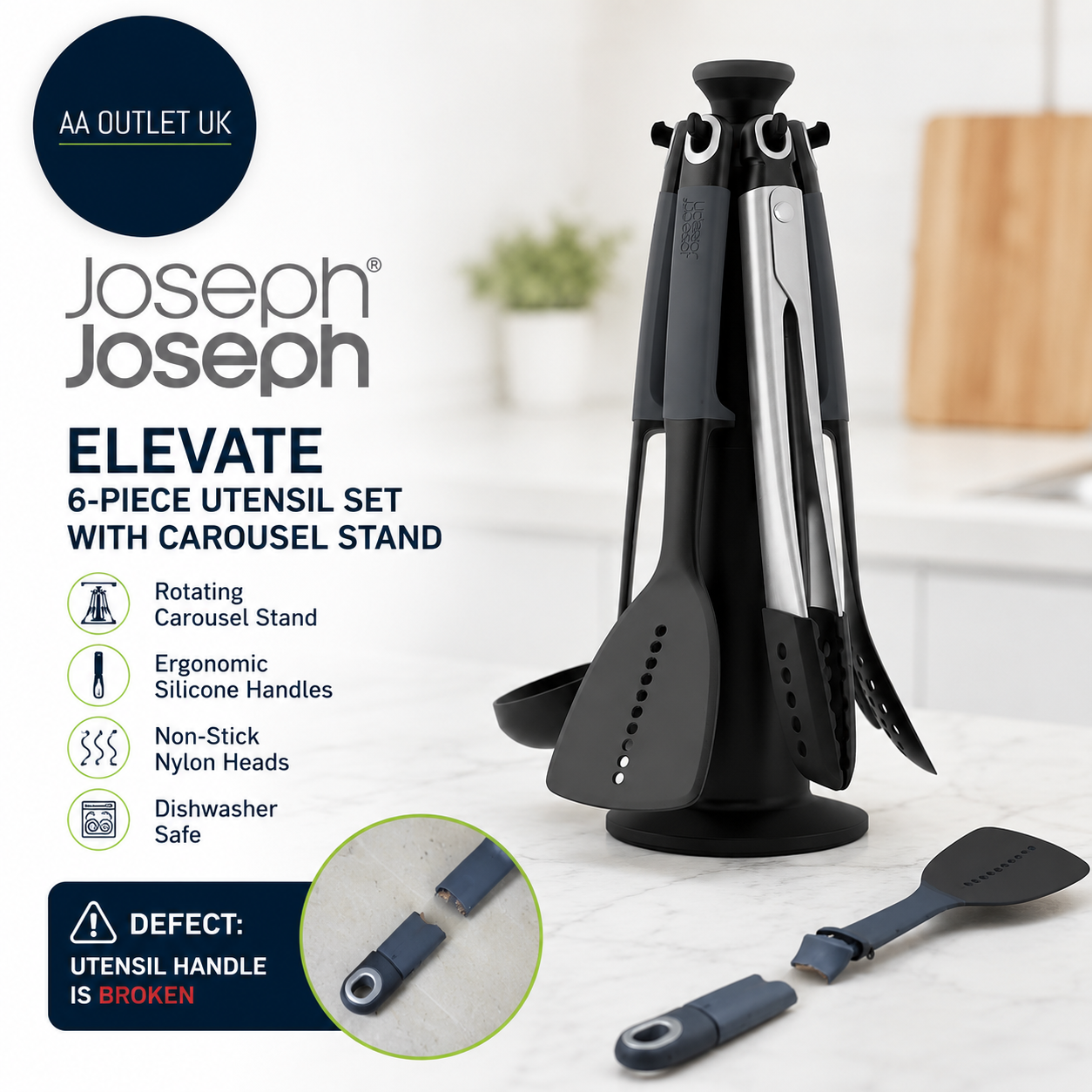 Joseph Joseph Elevate Kitchen Tools Gadgets Carousel 6pcs Utensil Set