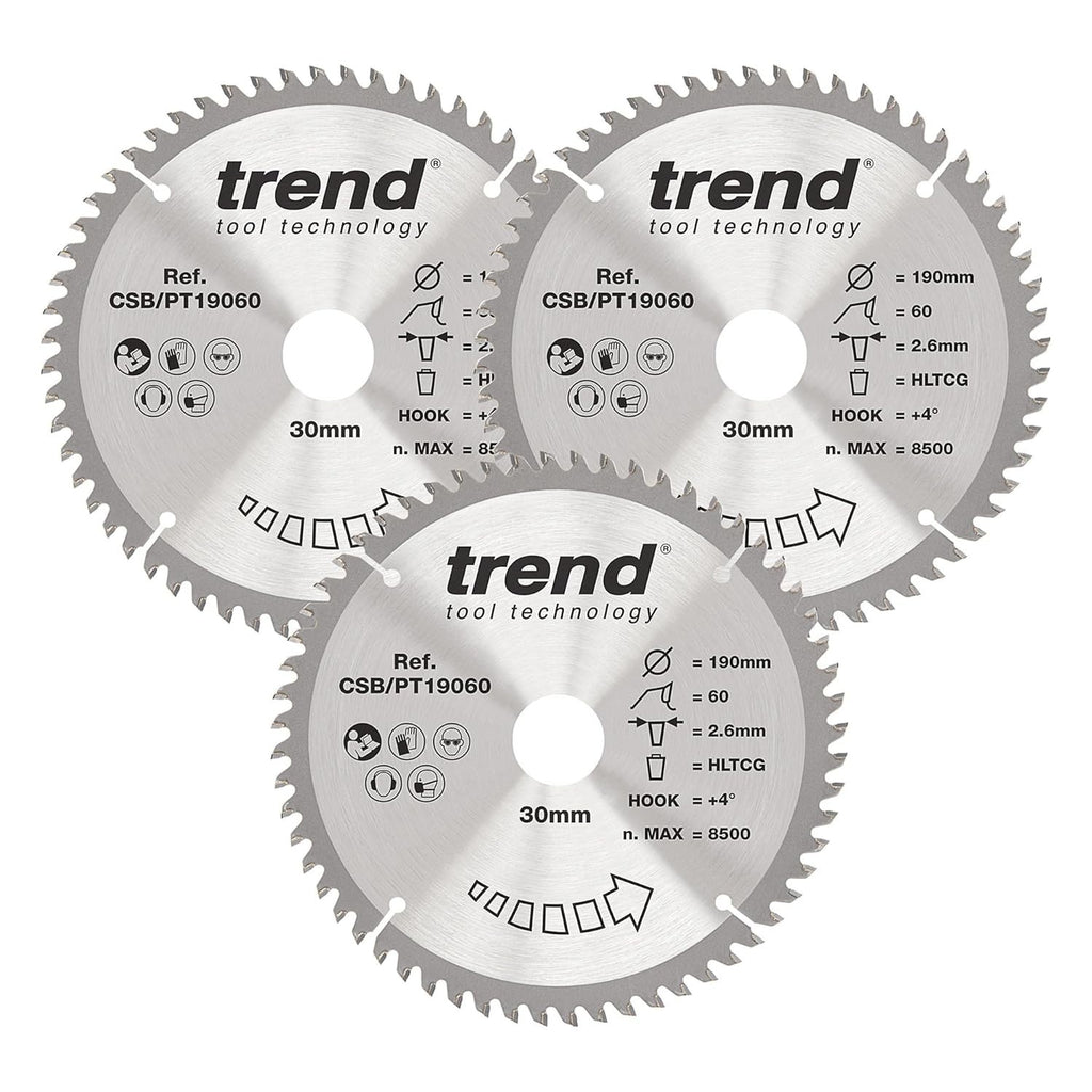 Trend Laminate HPL Circular Saw Blade 190mm Diameter 30mm Bore 60 Teeth 2.6m New