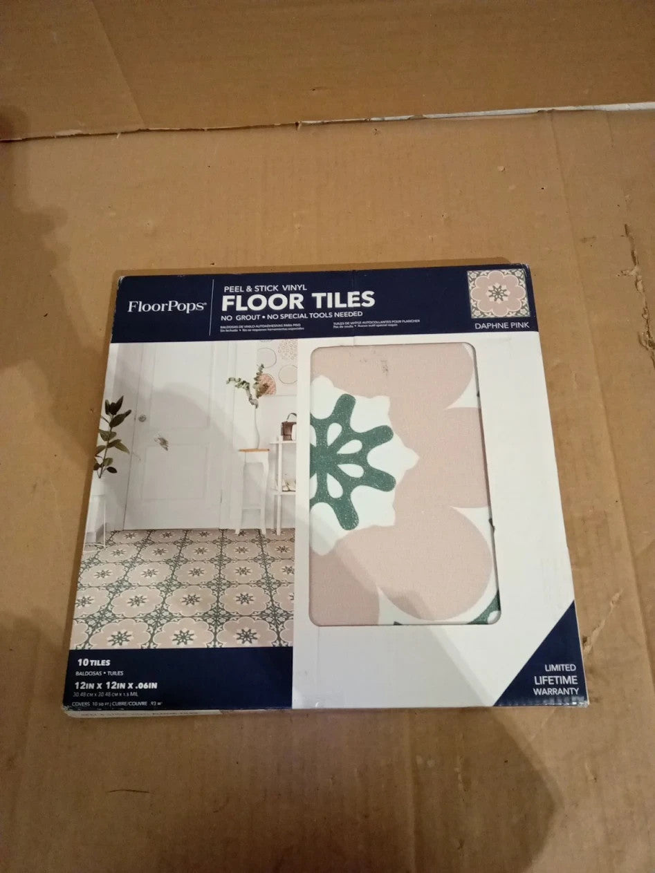 FloorPops 12x12in Pink Daphne Vinyl Peel & Stick Floor Tiles 6 Tiles 10 sq.ft.