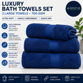 White Classic Luxury Bath Towels 3 Pieces Large 700 GSM Cotton Soft 27x54cm New