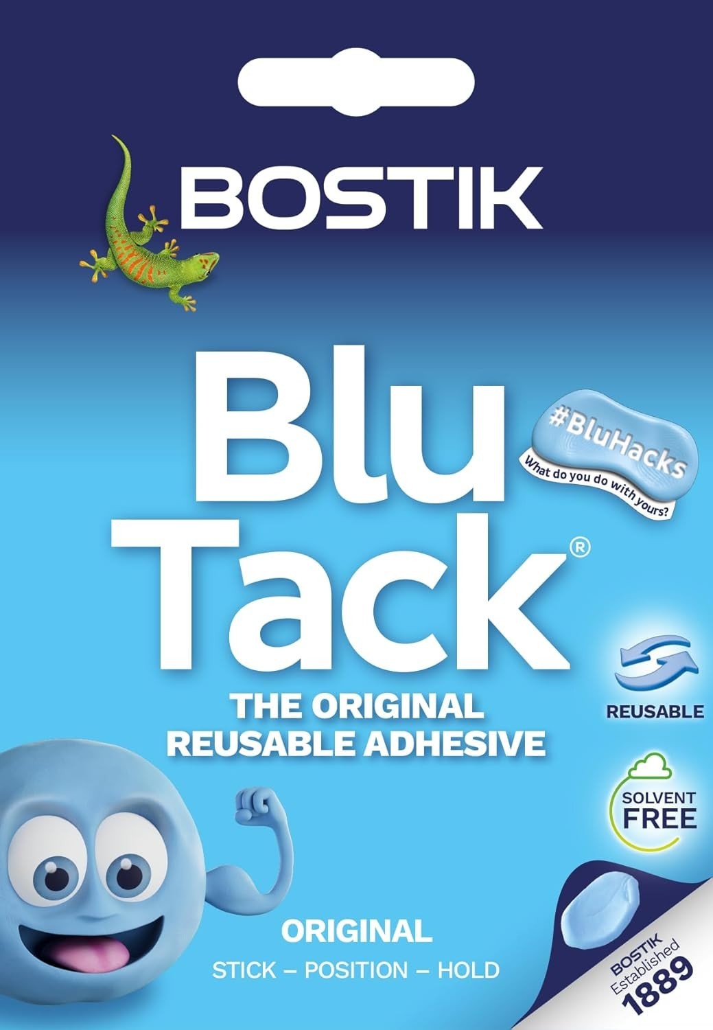 Bostik Blu Tack Blue Handy Size Multipurpose Reusable Adhesive Clean New