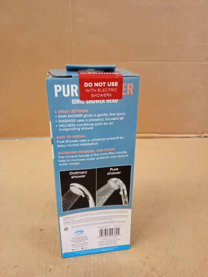 JML 3 Function Pure Ionic Shower Head 3 Spray Mode Universal Chrome New