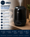 Dreo Humidifier Bedroom Sensor 26dB Quiet Cool Mist Ultrasonic Home Black