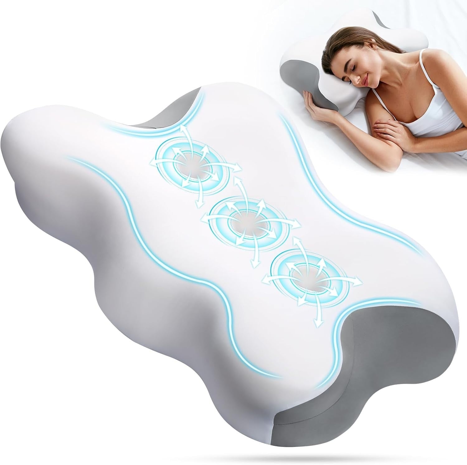 Euqvunn Upgraded 3 Groove Cervical Memory Foam Pillow Neck Shoulder New
