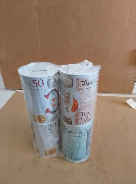 Sapra| Money Tins 4 Pack Boxes Tinplate Multi Colour Design Money Medium