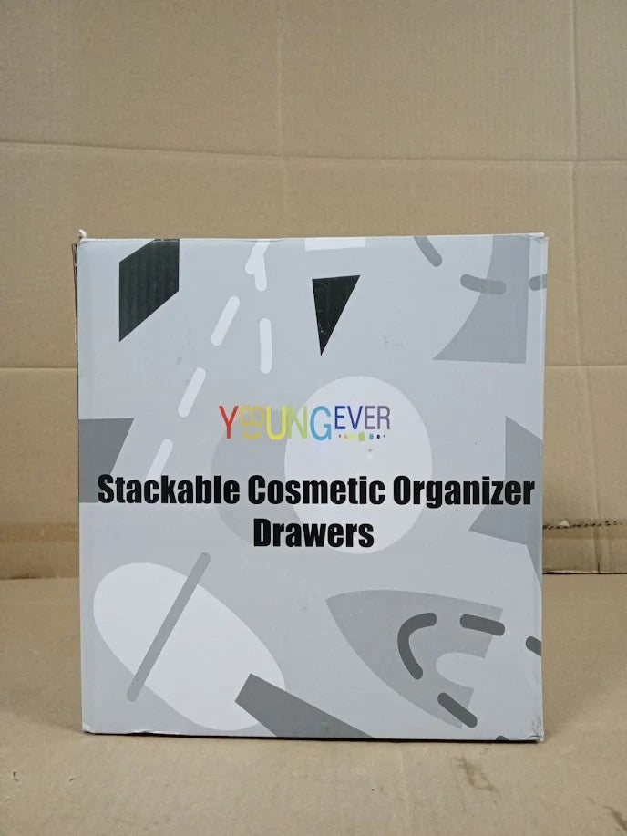 Youngever Stackable Organiser Drawers 2 Pieces Clear Makeup Cosmetics Plastic