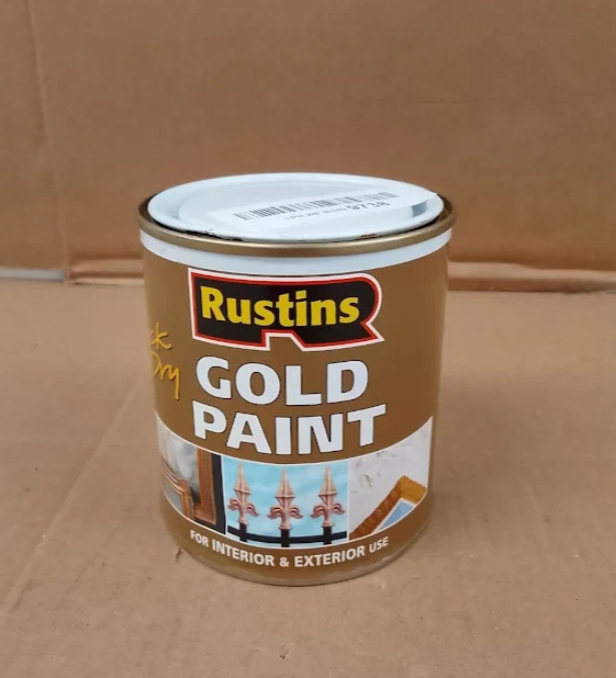 Rustins GOLE500 Gold Paint 500ml Metallic Wood Metal Paint Interior Exterior New