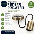 Knightsbridge 6in E27 Contemporary Pendant Set Antique Brass